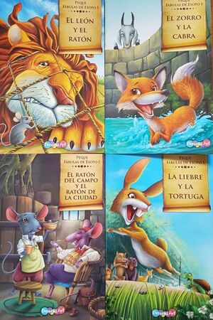 Portada del libro PACK MIS PEQUE FABULAS DE ESOPO (4 MODELOS EL LEON Y EL RATON,EL ZORRO Y LA CABRA, EL RATON DEL CAMPO Y EL RATON DE LA CIUDAD, LA LIEBRE Y LA TORTUGA) BBMCW9667 - Compralo en ByAnaCeci.com