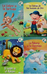 Portada del libro APRENDIENDO A LEER NIVEL  0 (LIEBRE Y LA TORTUGA, LA GANZA DE LOS HUEVOS DE ORO, EL LEON Y EL RATON, LA PALOMA Y LA HORMIGA) - Compralo en ByAnaCeci.com