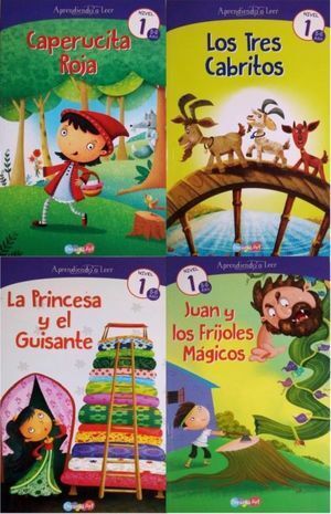 Portada del libro APRENDIENDO A LEER NIVEL 1 (5 A 6 AÑOS) (CAPERUCITA ROJA, TRES CABRITOS, PRINCESA Y EL GUISANTE, JUAN Y LOS FRIJOLES MAGICOS) - Compralo en ByAnaCeci.com