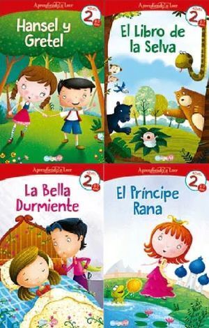 Portada del libro APRENDIENDO A LEER NIVEL 2 (6 A 7 AÑOS) (HANSEL Y GRETEL, LIBRO DE LA SELVA, BELLA DURMIENTE, PRINCIPE RANA) - Compralo en ByAnaCeci.com