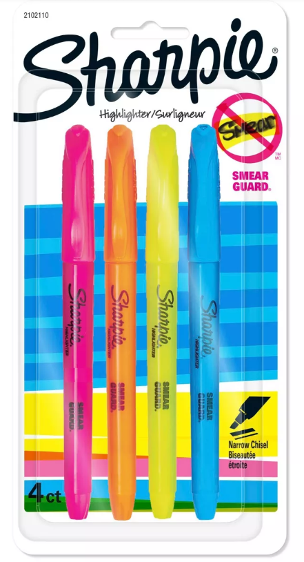 Marcador / Resaltador Sharpie Pocket 4 colores