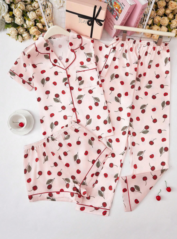 Pijama tres piezas - cereza