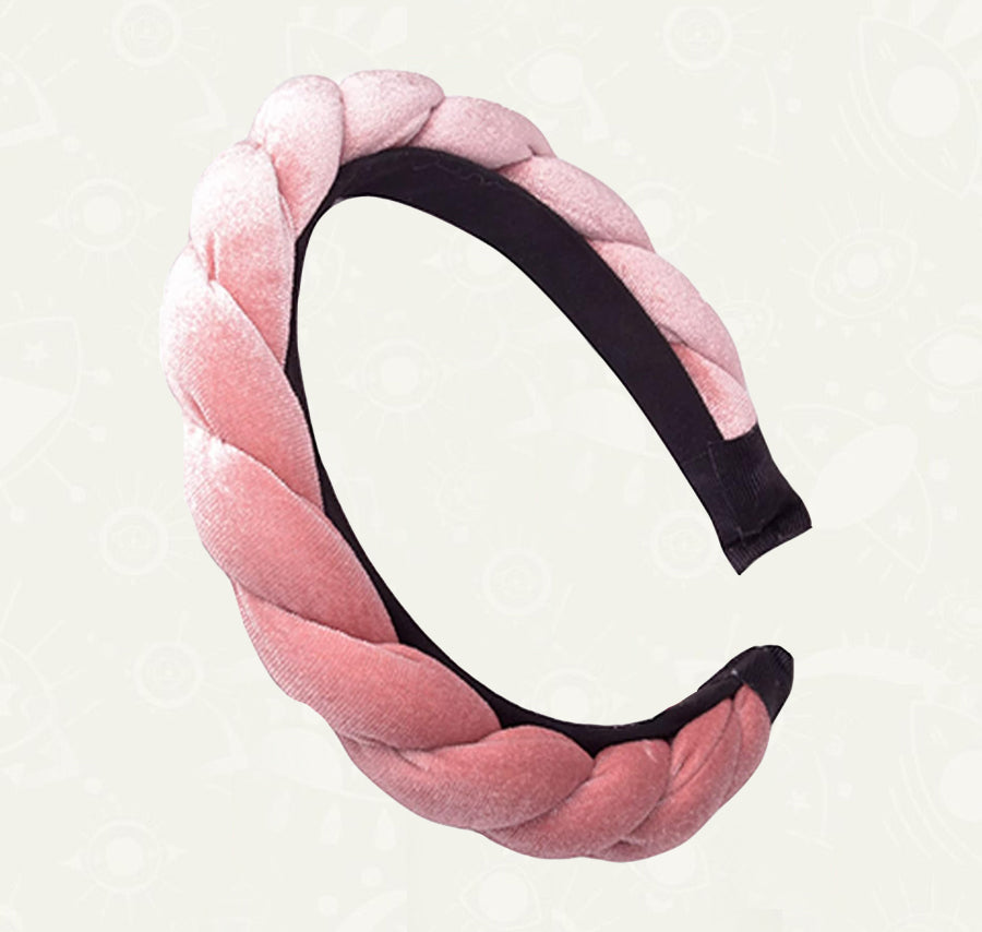 Diadema tipo entrelazada felpa rosada | Accesorio
