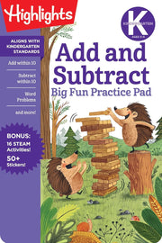 Kindergarten Kindergarten Add and Subtract Big Fun Practice Pad | Highlights