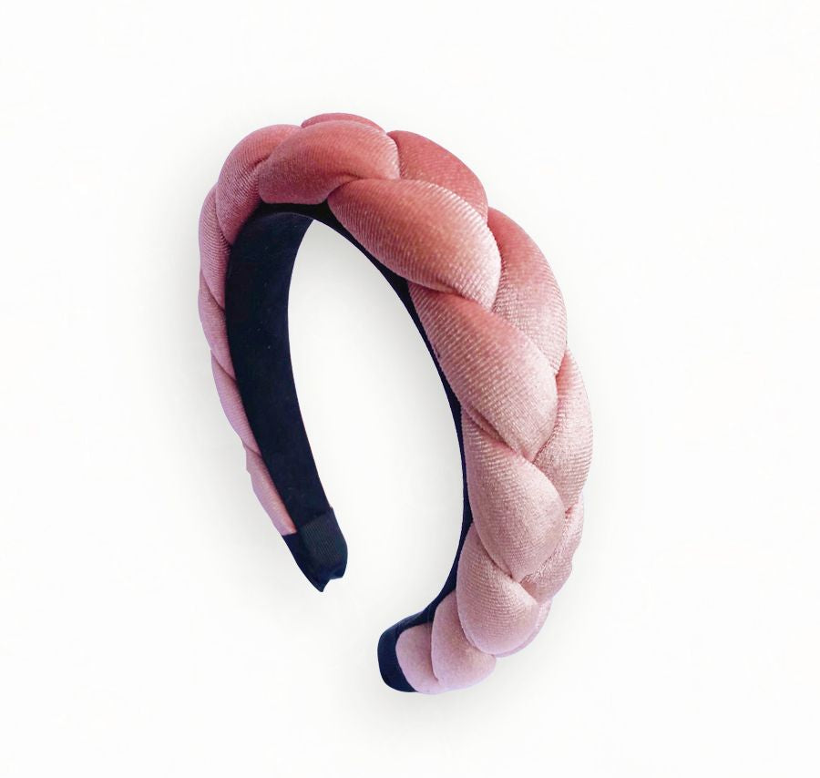 Diadema tipo entrelazada felpa rosada | Accesorio