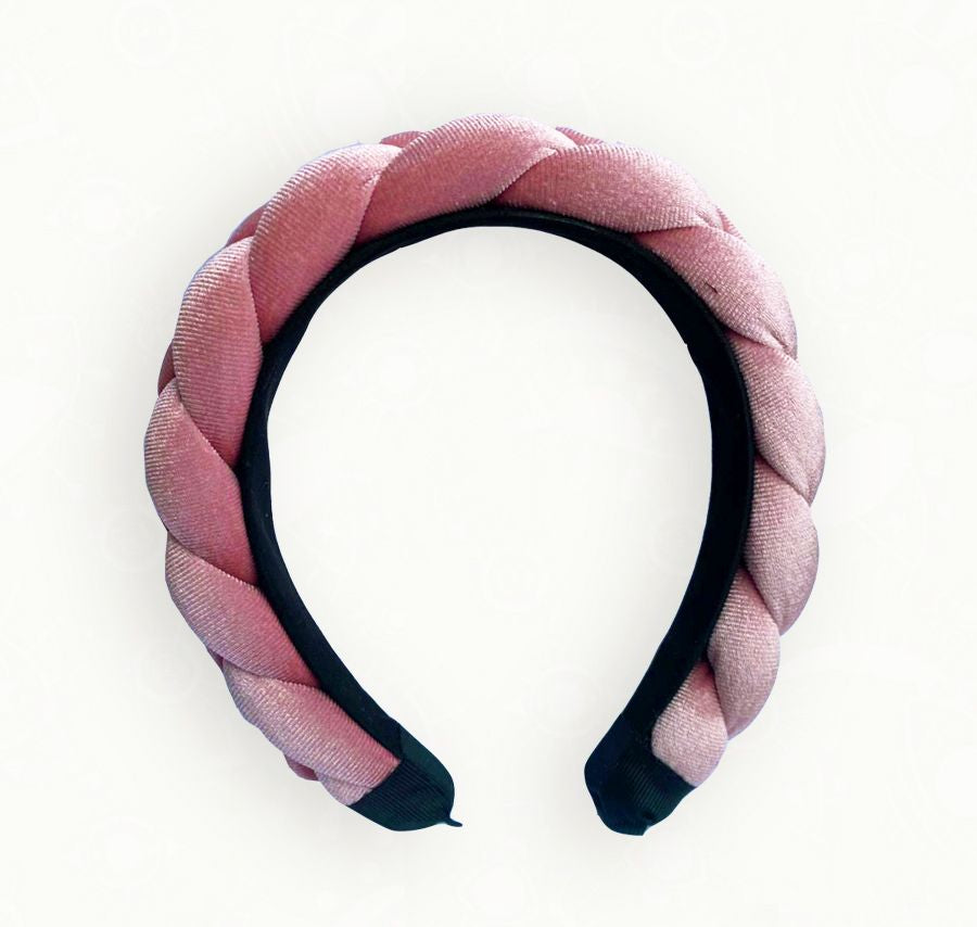 Diadema tipo entrelazada felpa rosada | Accesorio