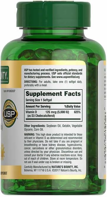 Vitamina D3 natures bounty | 400 capsulas | ADVIENTO