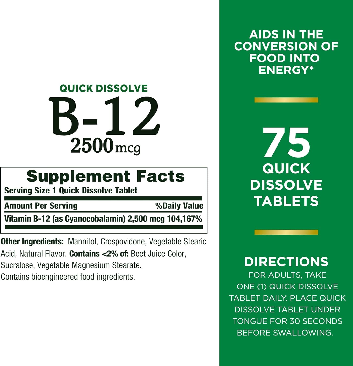 Vitamina B12 2500 mcg / 75 UD. / Suplemento