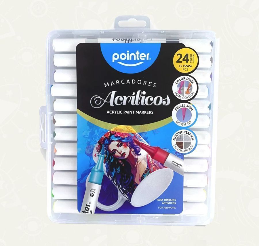 Marcadores acrilicos / 12 ud. Color Dual - 24 colores | Pointer
