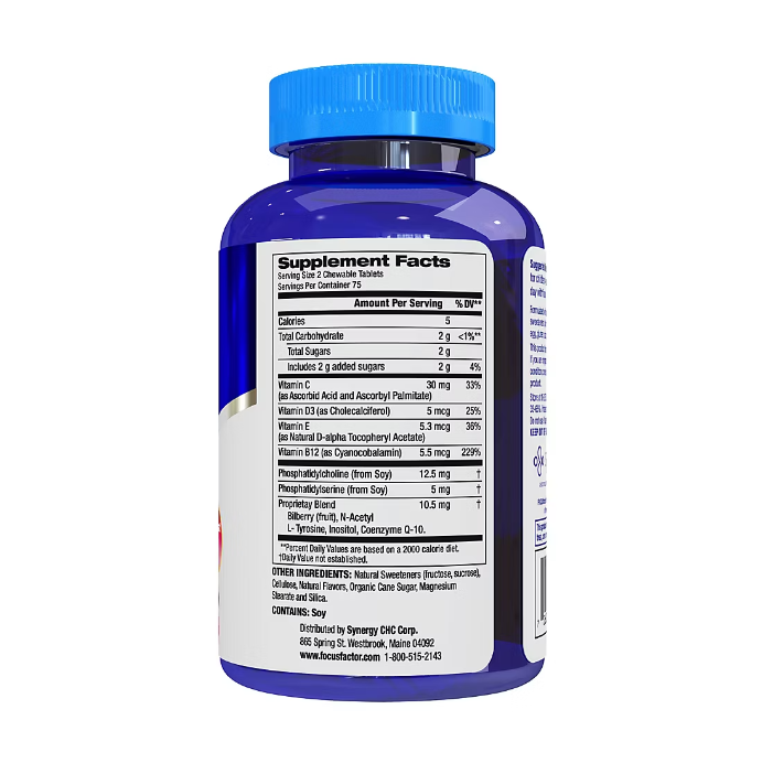 Suplemento para Niños - Salud Cerebral Focus Factor con Sabor a Frutos Rojos - 150 tabletas masticables