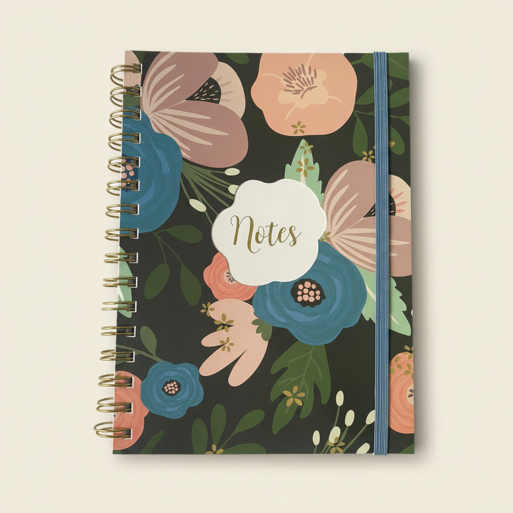 Libreta Tipo Espiral Floreada