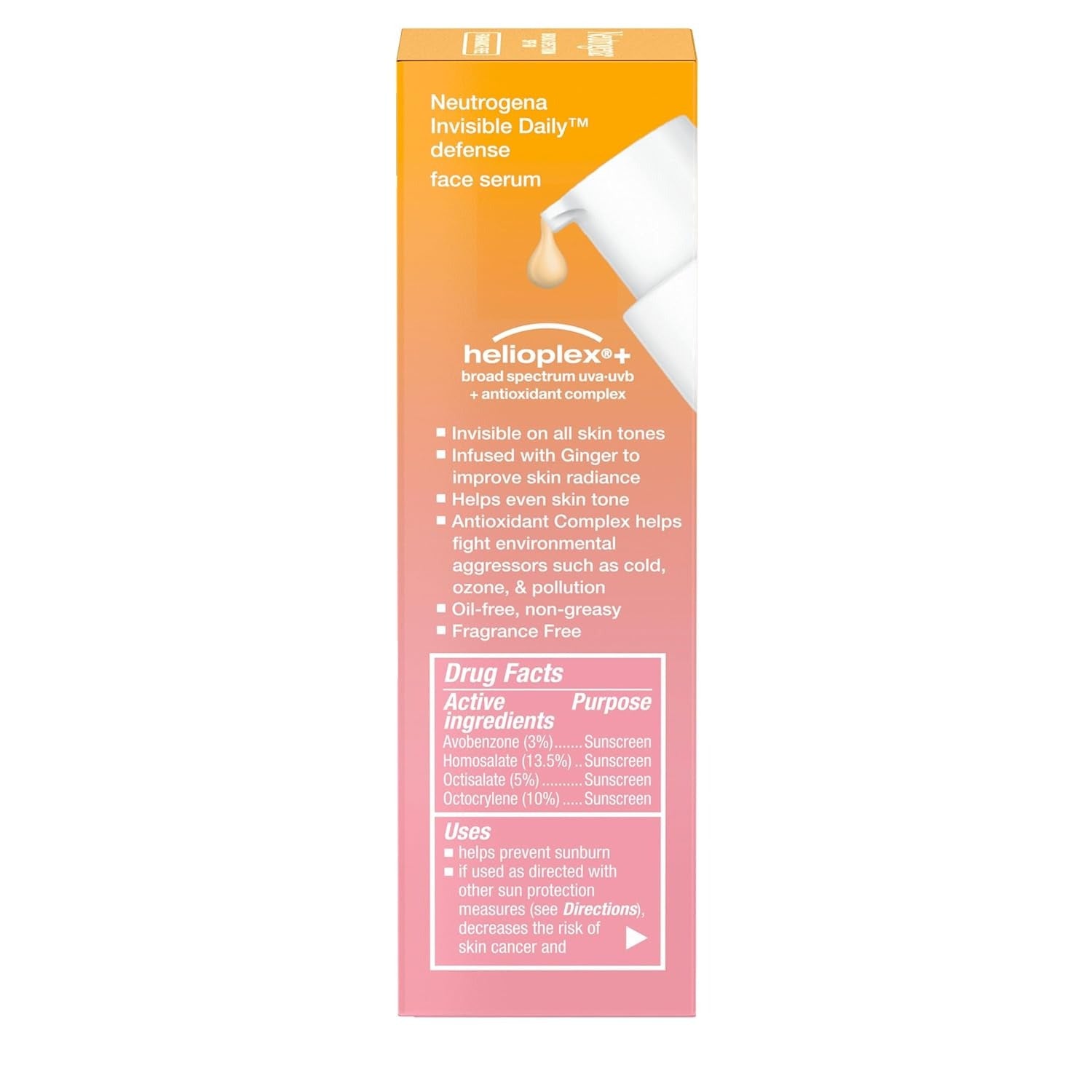 Protector Solar Facial Invisible con Suero Hidratante - SPF 60 - Neutrogena Bloqueador - serum