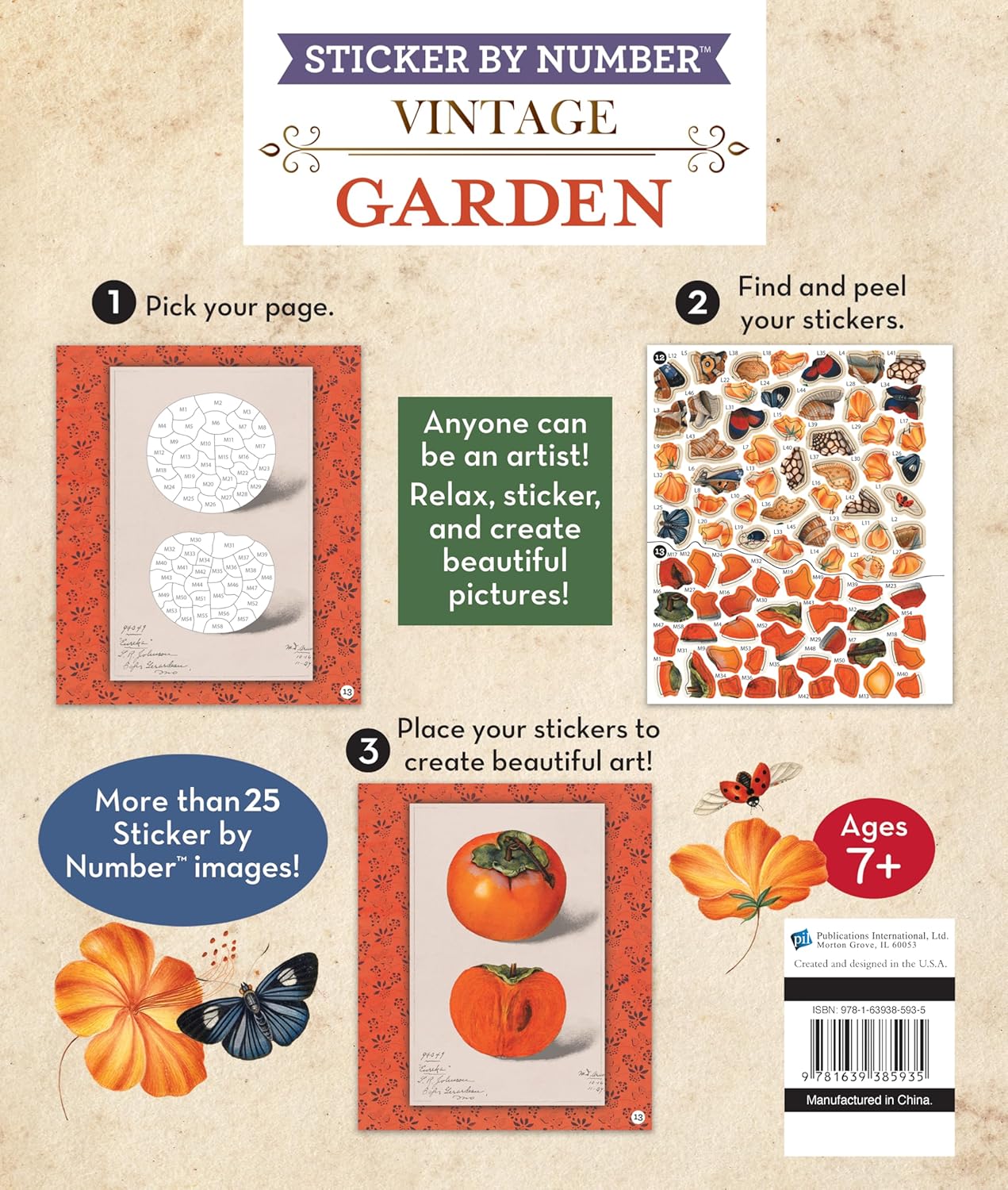 Brain Games - Sticker by Number - Vintage: Garden