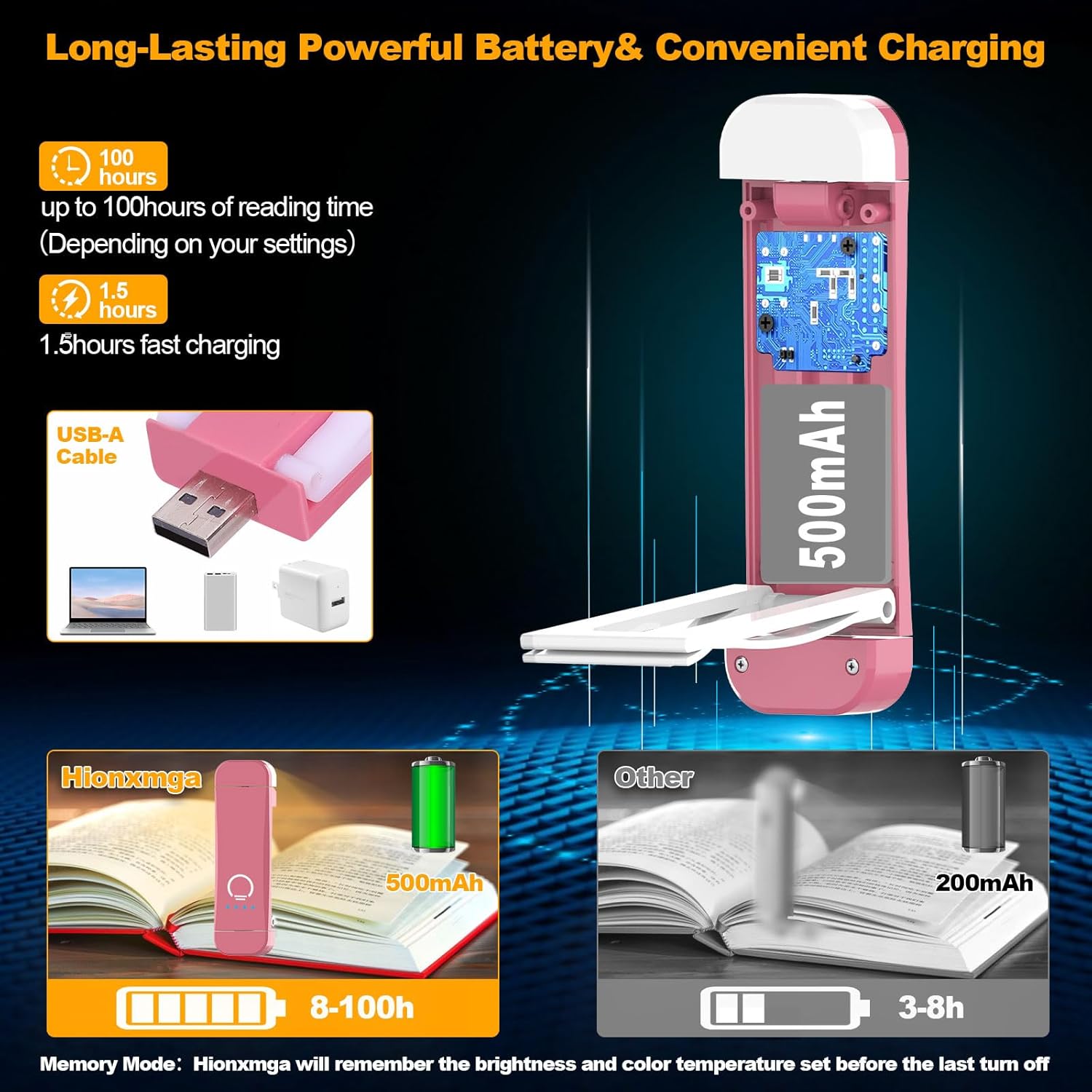 Lampara led portatil para lectura - Rosado