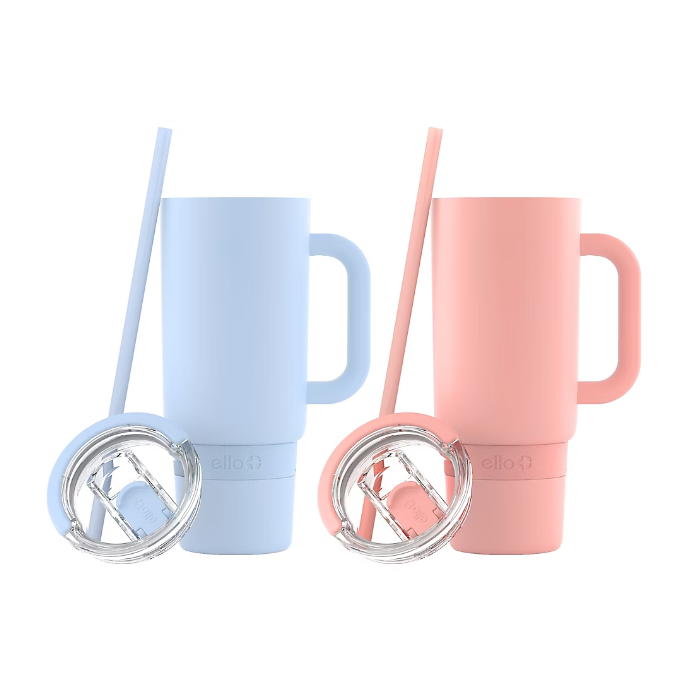 Termo Acero Inoxidable Ello – 40 oz con asa - Set de 2 - Pastel Sky