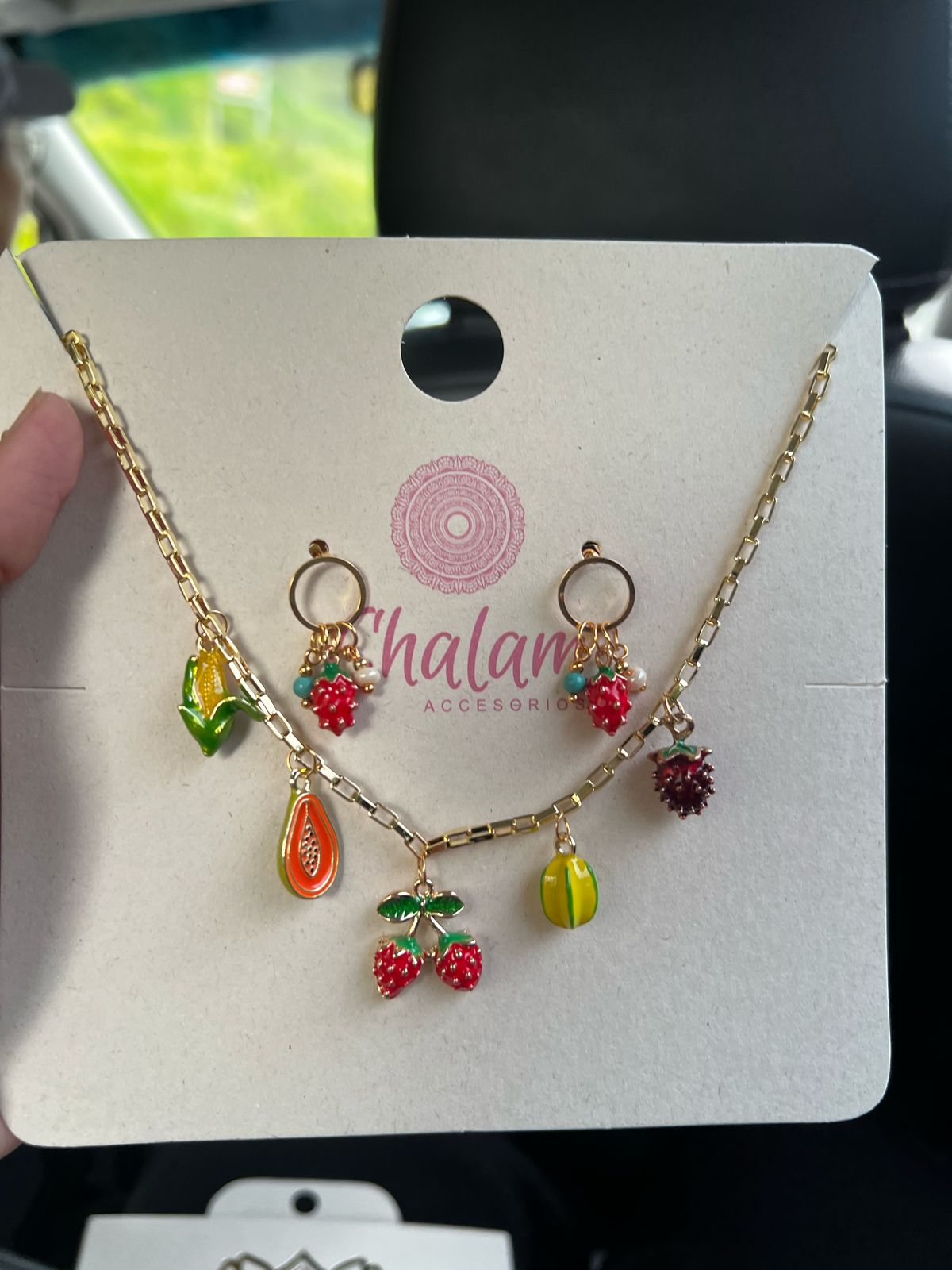 Juego de collar y aretes de frutas | Accesorio