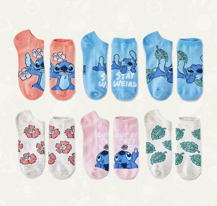 Set de Calcetas Lilo & Stitch - 6 Pares | Talla 4-10 para Mujer