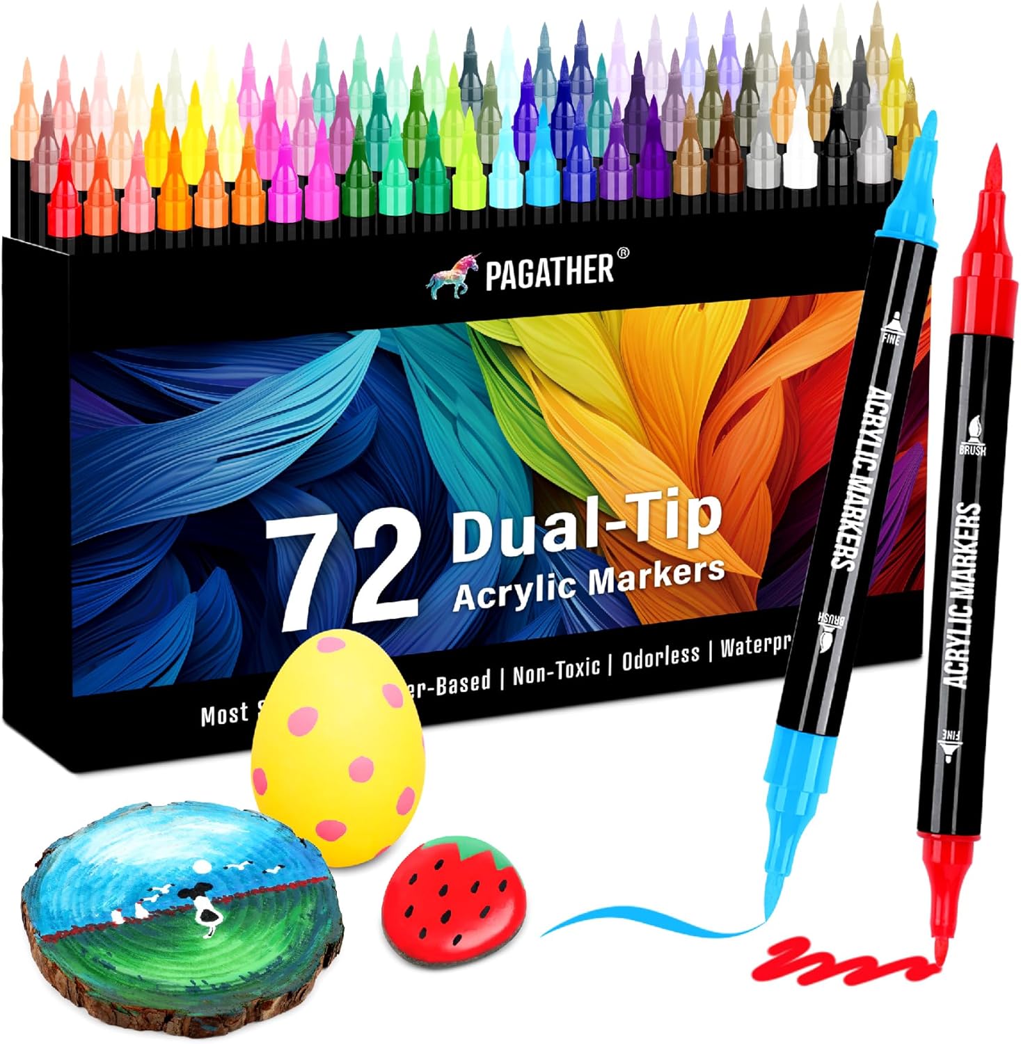 Set de 72 Marcadores Acrilicos de Colores – Doble punta