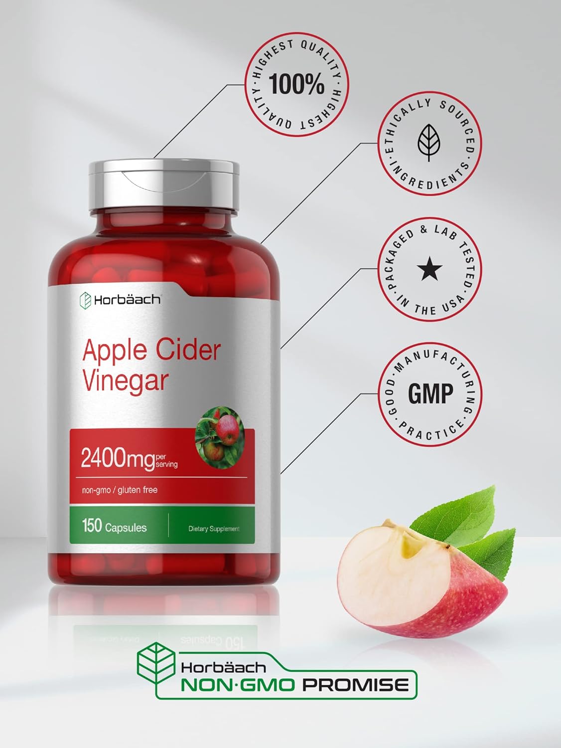 Capsulas de Vinagre de Manzana - Horbäach | 2400 mg | 150 cápsulas