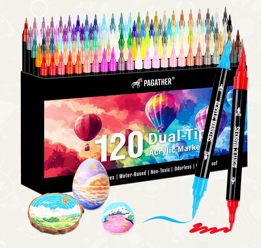 Set de 120 Marcadores Acrilicos de Colores – Doble punta