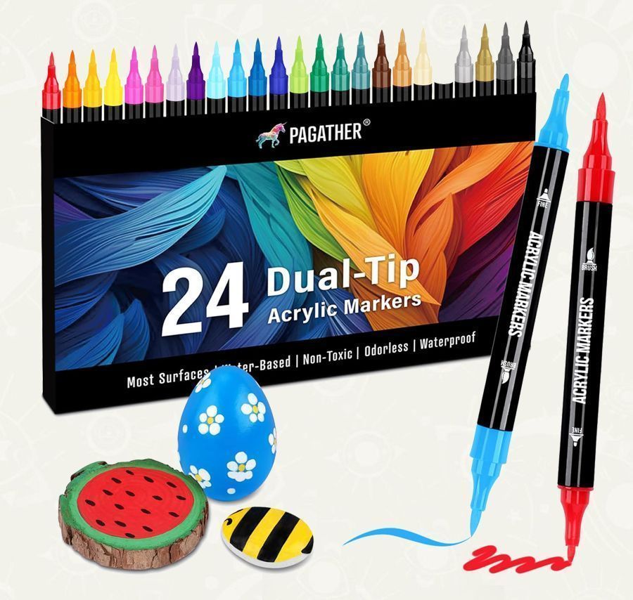 Set de 24 Marcadores Acrilicos de Colores – Doble punta