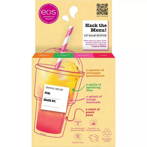 Lip Balm - Sabor Tropical Chiller - EOS (Pack de 4) | 0.56 oz