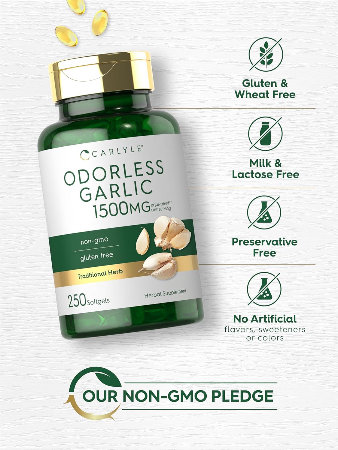 Capsulas de Ajo sin Olor 1500 mg | Carlyle 250 ud. | Suplemento