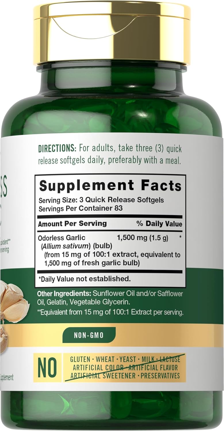 Capsulas de Ajo sin Olor 1500 mg | Carlyle 250 ud. | Suplemento