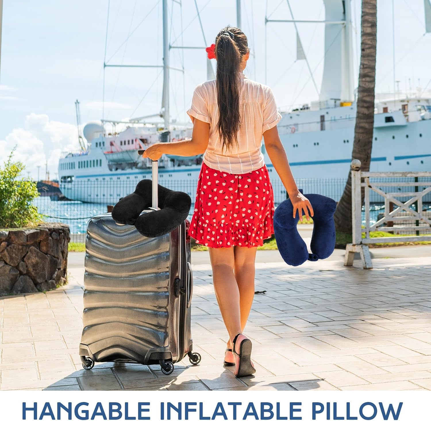 Almohada inflable de viaje - Sintuff | Con Bolsa Compacta + Antifaz - AZUL