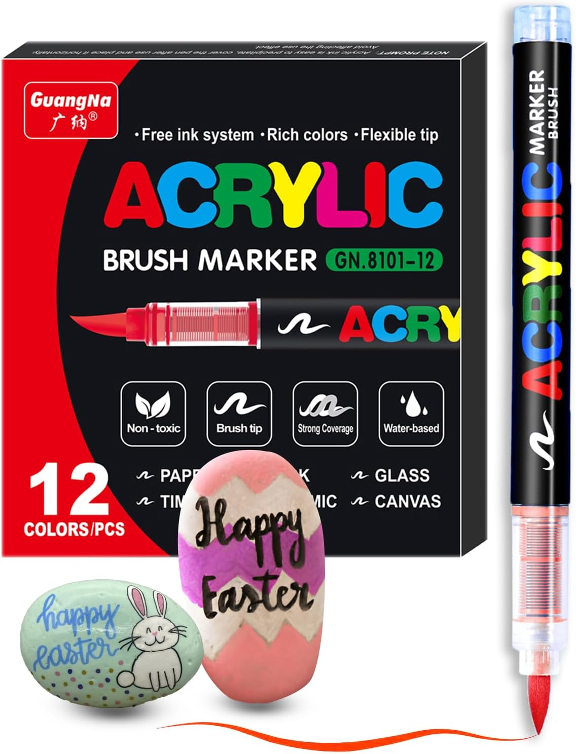 Set de 12 Marcadores Acrilicos Punta Pincel – Secado Rapido | Acrylic