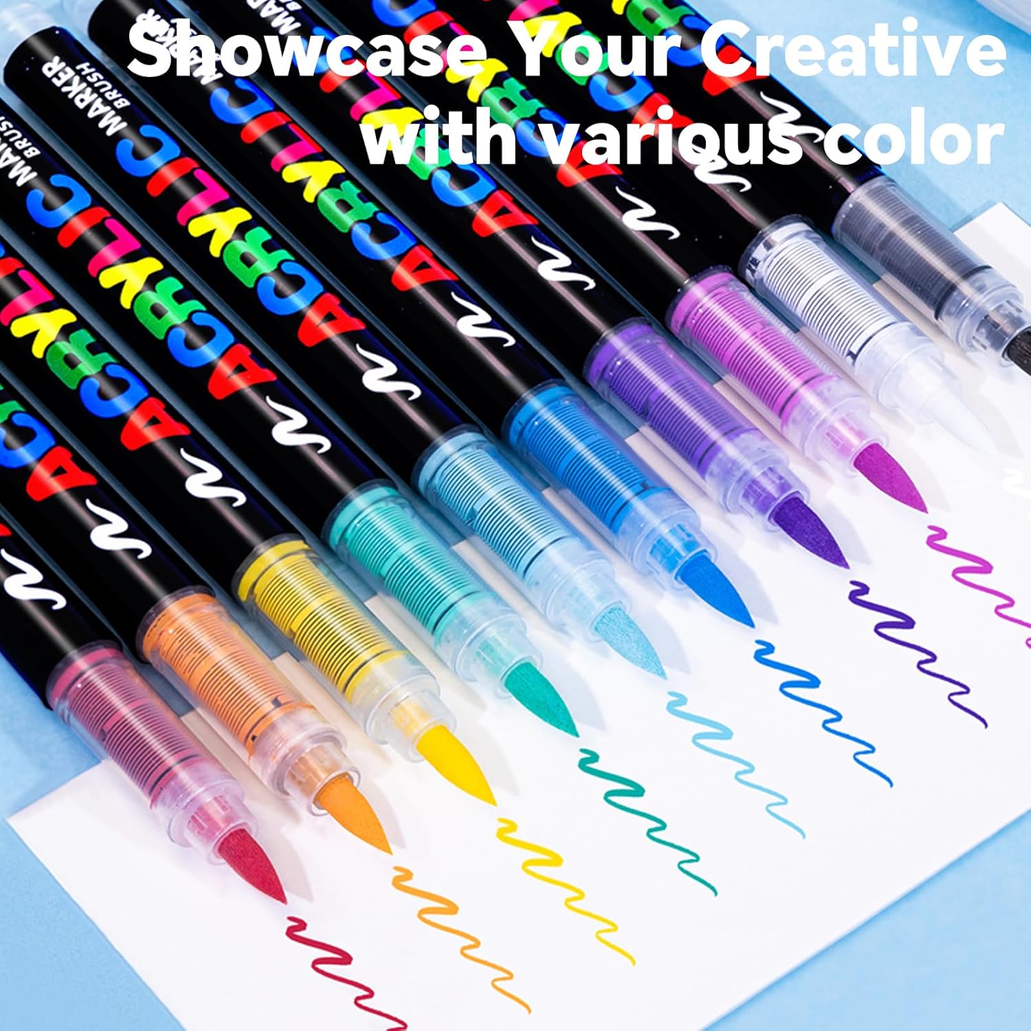 Set de 12 Marcadores Acrilicos Punta Pincel – Secado Rapido | Acrylic