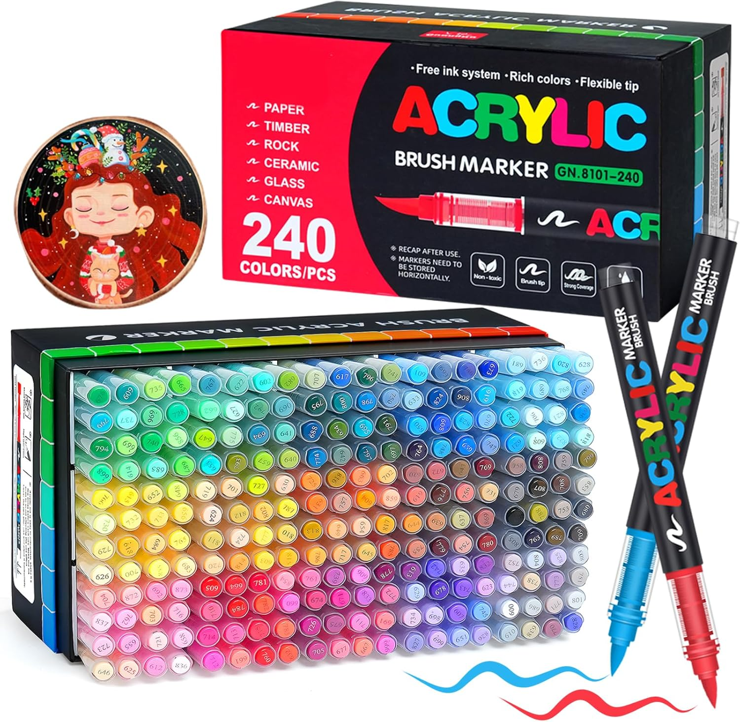 Set de 240 Marcadores Acrilicos Punta Pincel – Secado Rapido | Acrylic