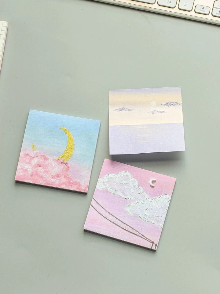 Notas adhesivas estilo pintura al oleo 3D | Set de 4 blocs