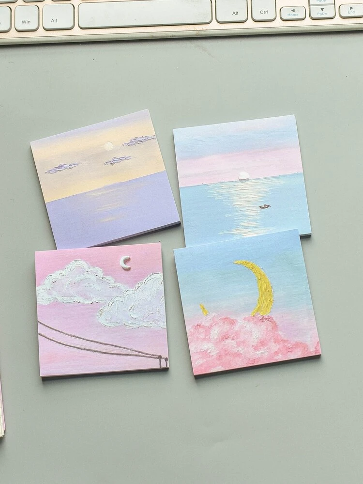 Notas adhesivas estilo pintura al oleo 3D | Set de 4 blocs