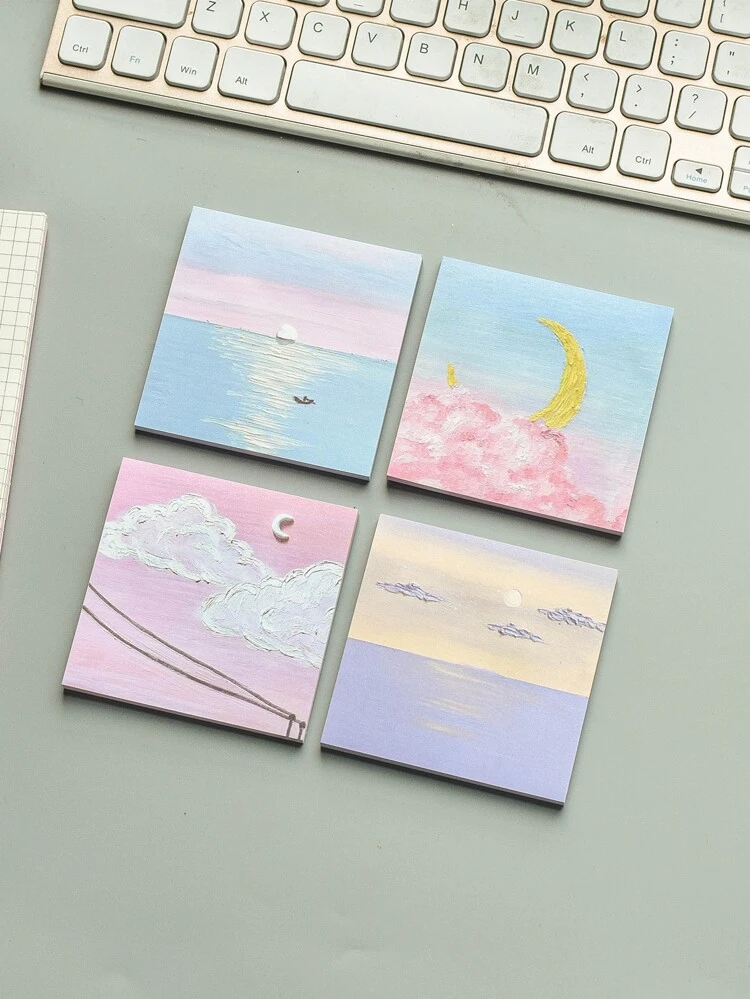 Notas adhesivas estilo pintura al oleo 3D | Set de 4 blocs