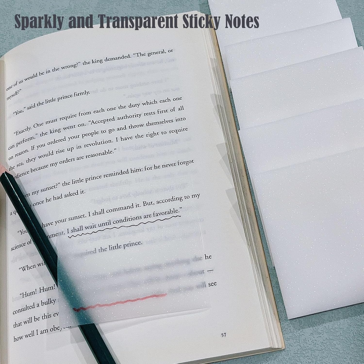 Notas adhesivas transparentes con brillos