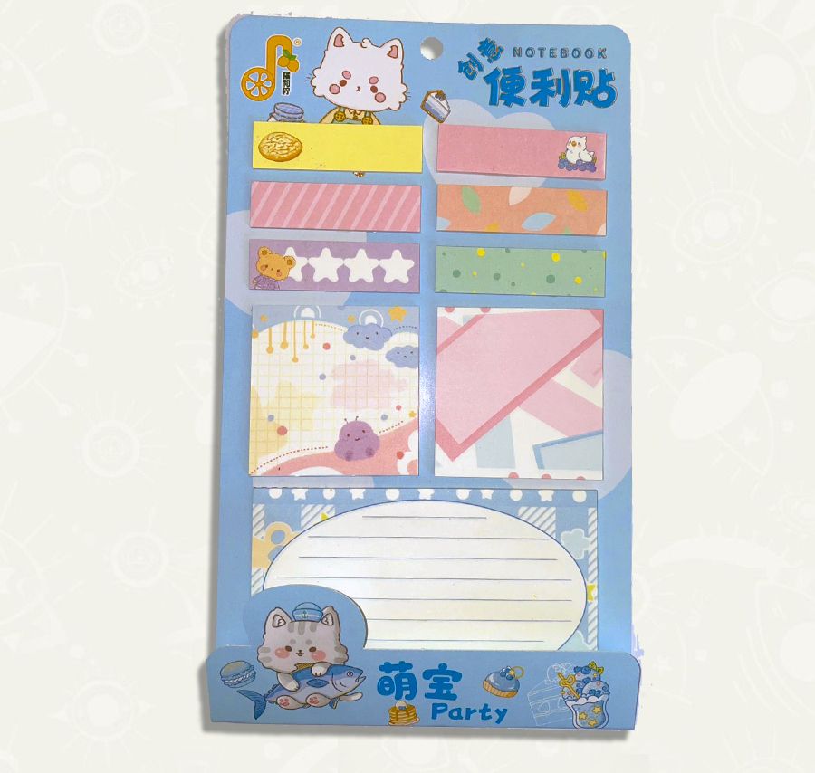 Set de Notas Adhesivas Kawai- Varios tamaños - Celeste