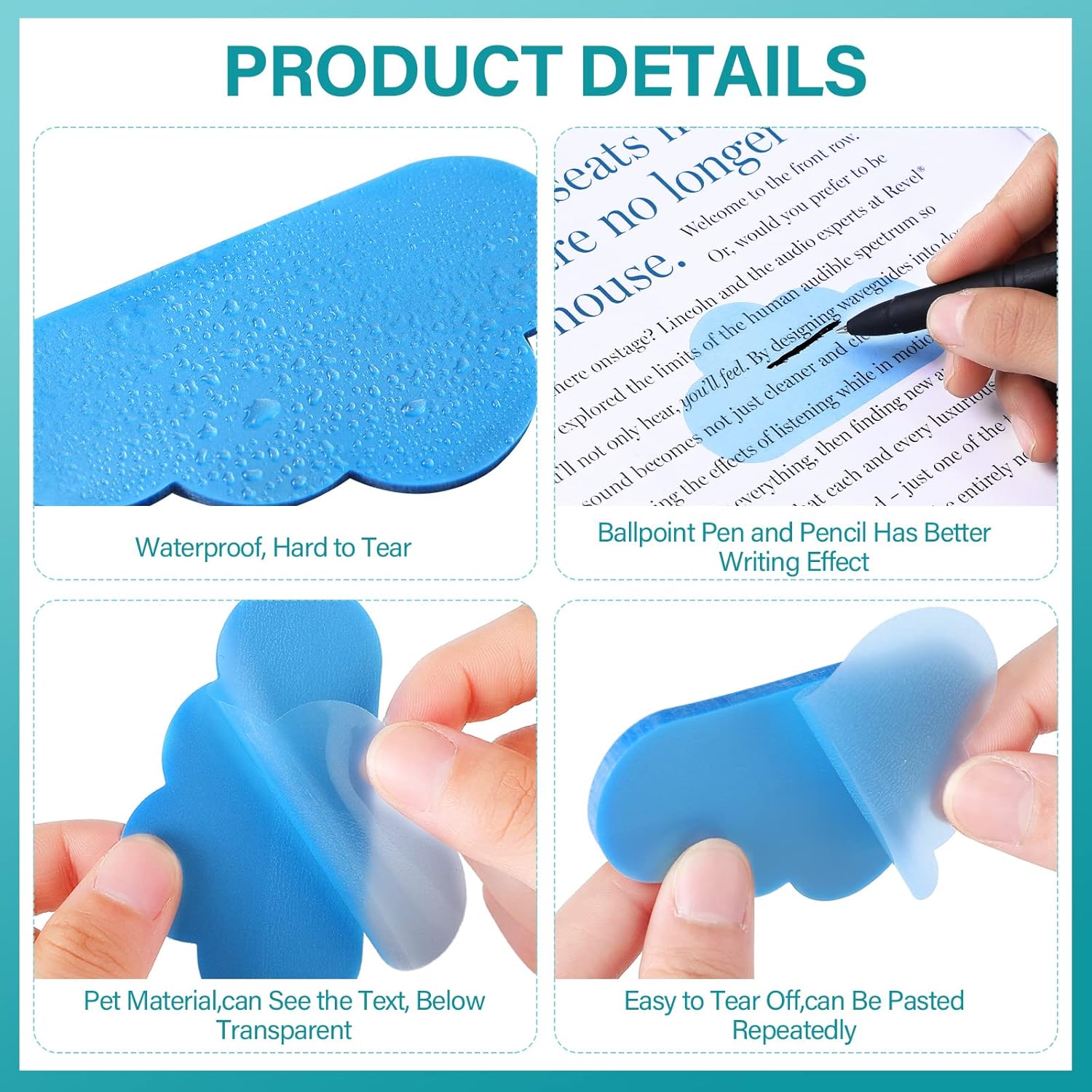 NOTAS ADHESIVAS TRANSPARENTES NUBE – 2 Paquetes (25 hojas por block)