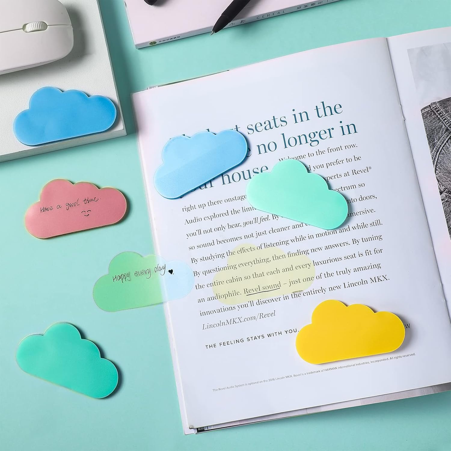 NOTAS ADHESIVAS TRANSPARENTES NUBE – 2 Paquetes (25 hojas por block)