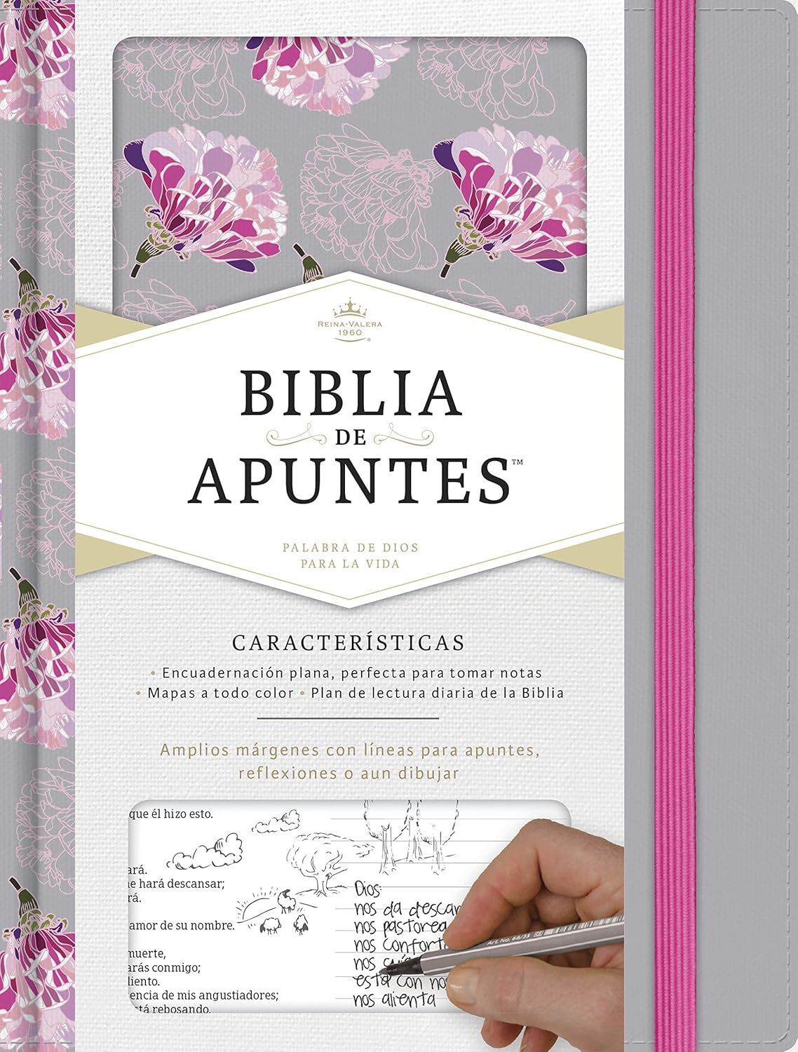 Biblia  de apuntes | gris y floreada | Reina Valera 1960