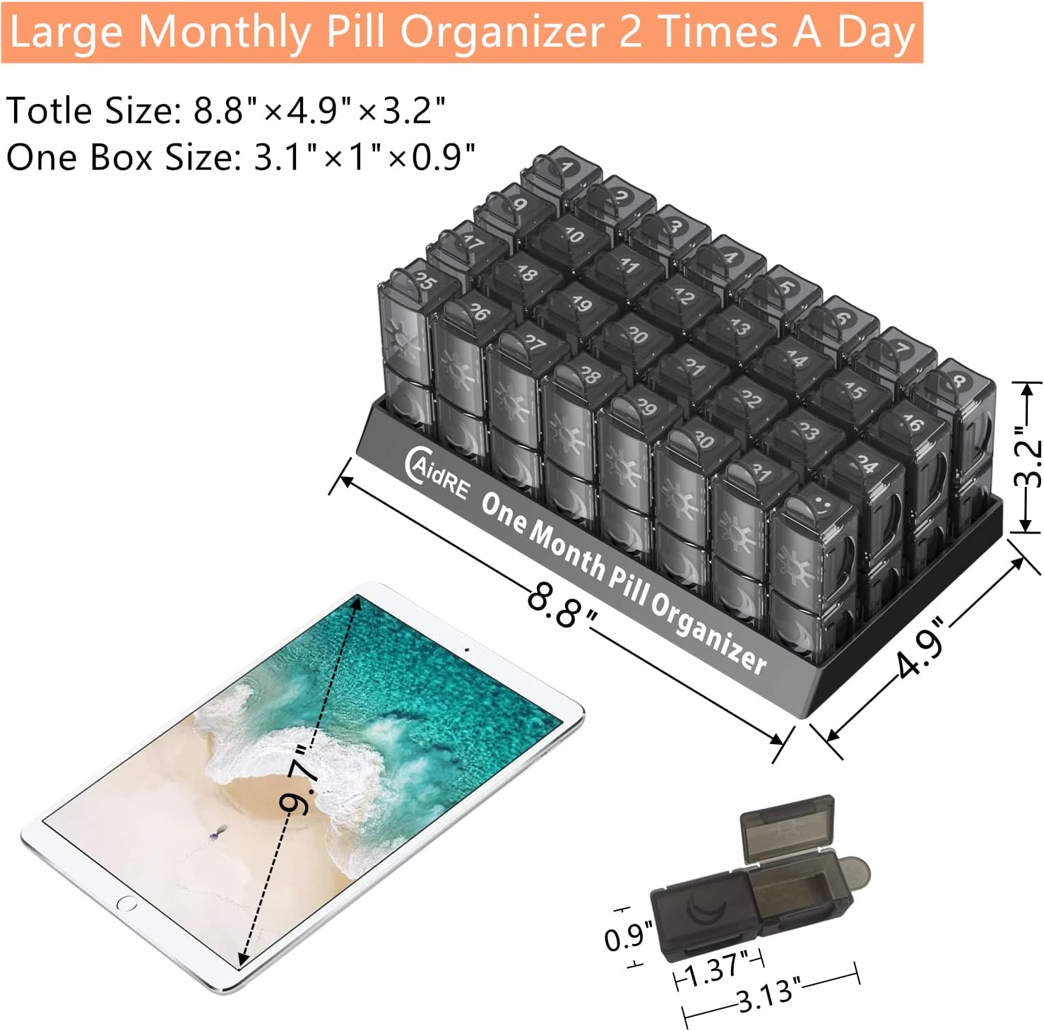 Pastillero Organizador Mensual | CAidRE  (AM/PM) | Negro