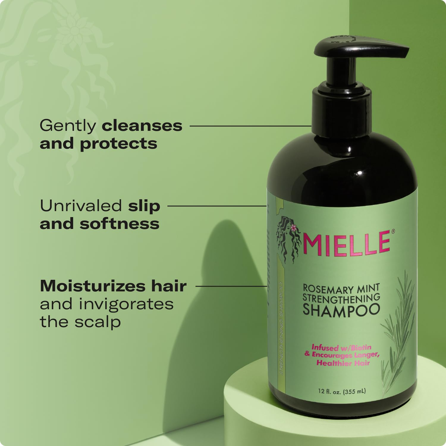 Mielle Shampoo fortalecedor de romero y menta - 12 fl oz / EUA