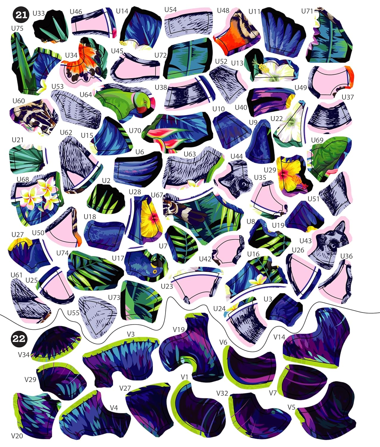 Brain Games - Sticker by number - Neon Jungle