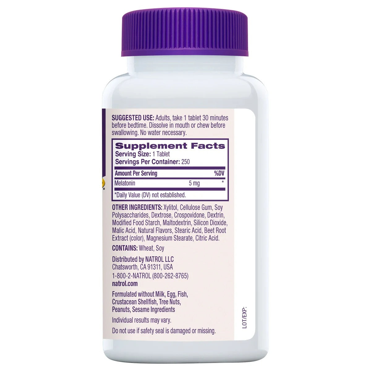 Melatonina 5 mg | Natrol | 250 tabletas de disolucion rapida / EUA