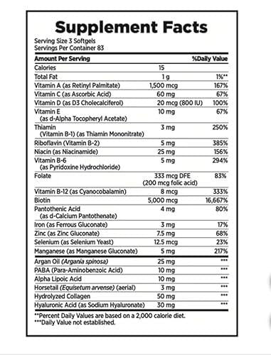 Biotina - 250 capsulas blandas / EUA