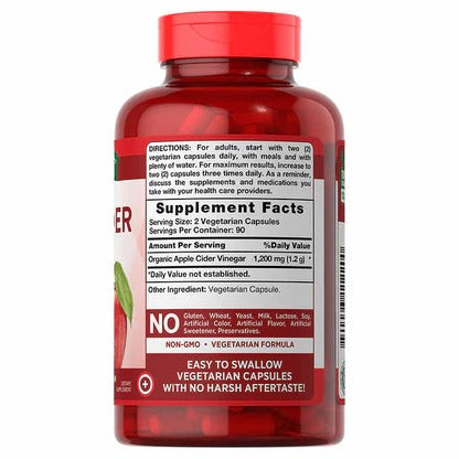 Capsulas de Vinagre de Manzana - Nature's Truth | 1200 mg | 200 capsulas / EUA