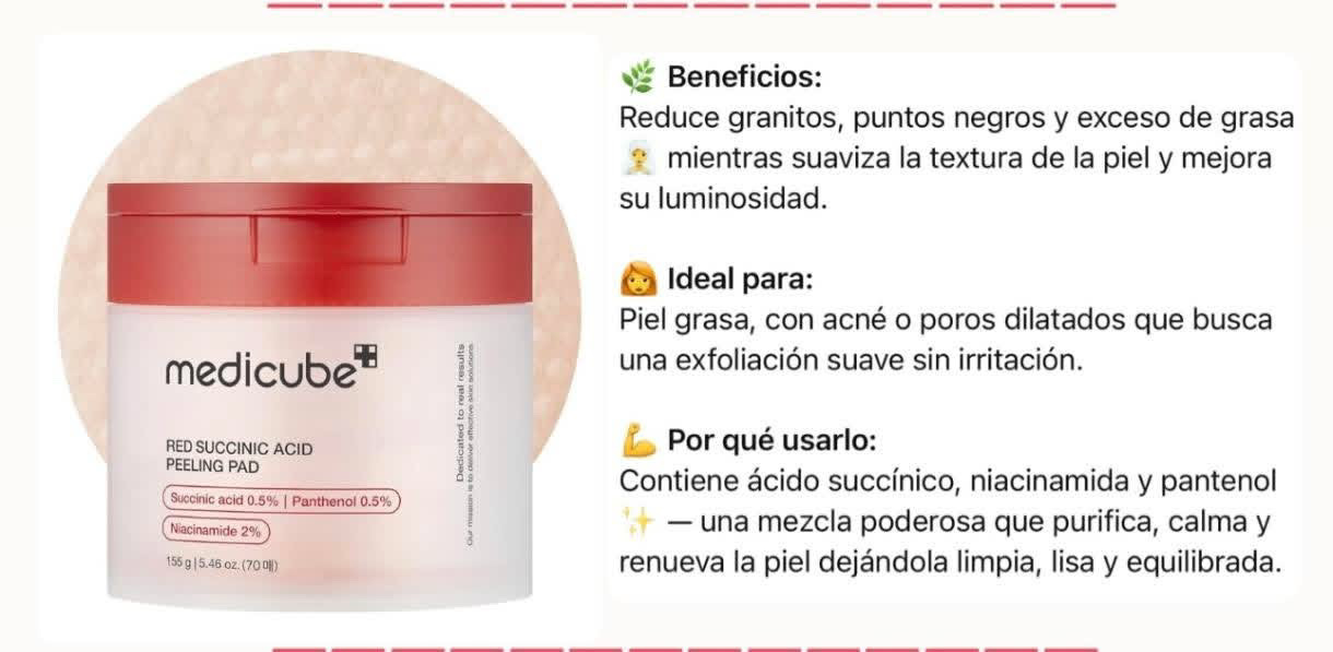 Pads con acido succinico y pantenol | 70 unidades | Medicube