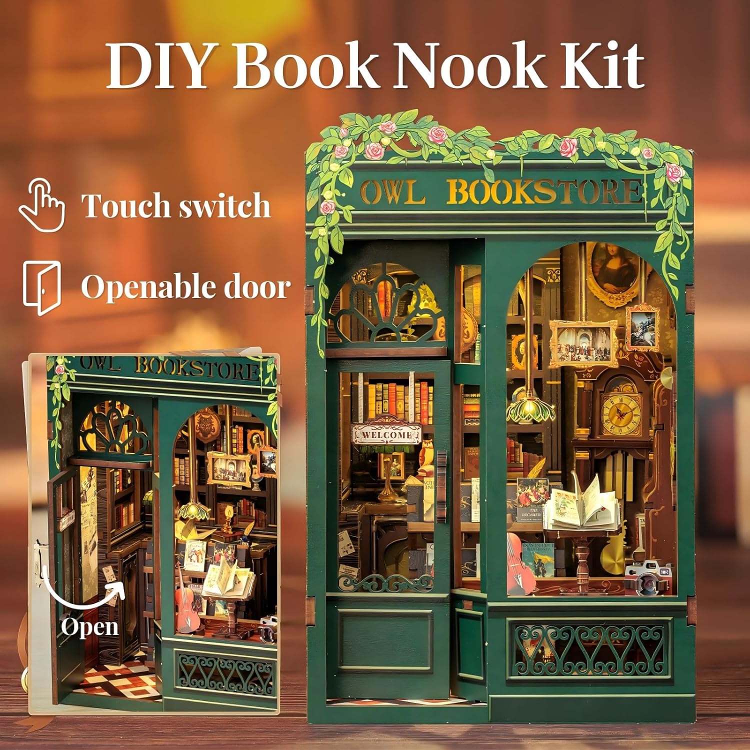 Rompecabezas Libreria en 3D “Fsolis” | Kit DIY Book Nook | 139 piezas de madera - top