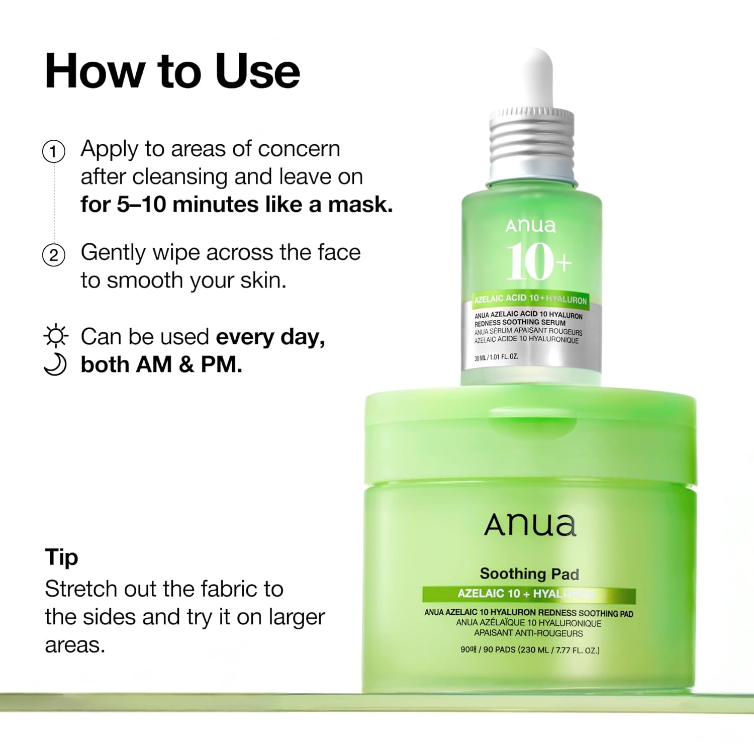 Anua | Pads Calmantes | Acido Azelaico 10% y Acido Hialuronico | 90 Pads