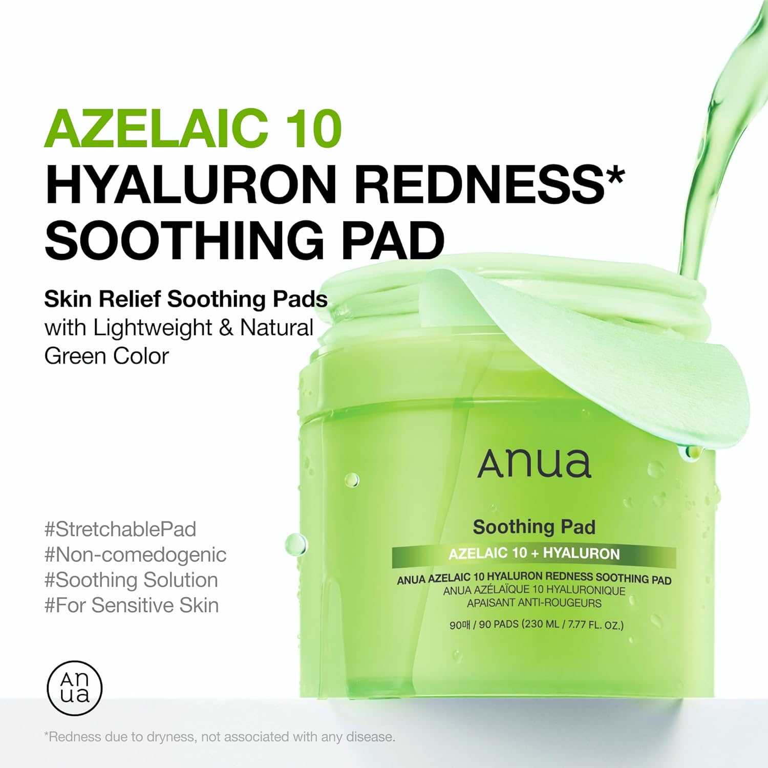 Anua | Pads Calmantes | Acido Azelaico 10% y Acido Hialuronico | 90 Pads